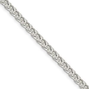 4mm, Sterling Silver Round Solid Spiga Chain Necklace, 22 Inch